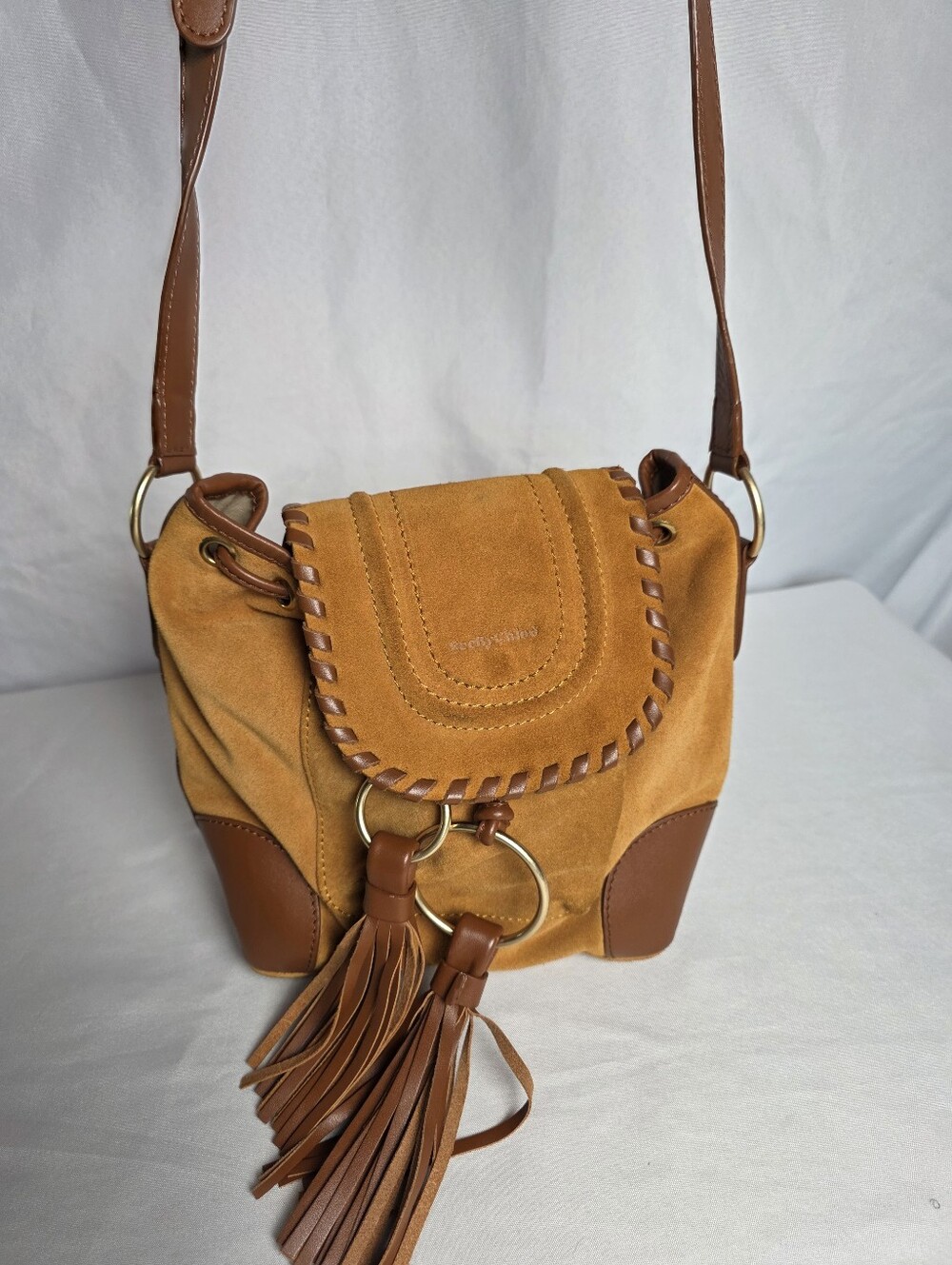 See By Chloe Brown Polly Suede Flap Bucket Bag